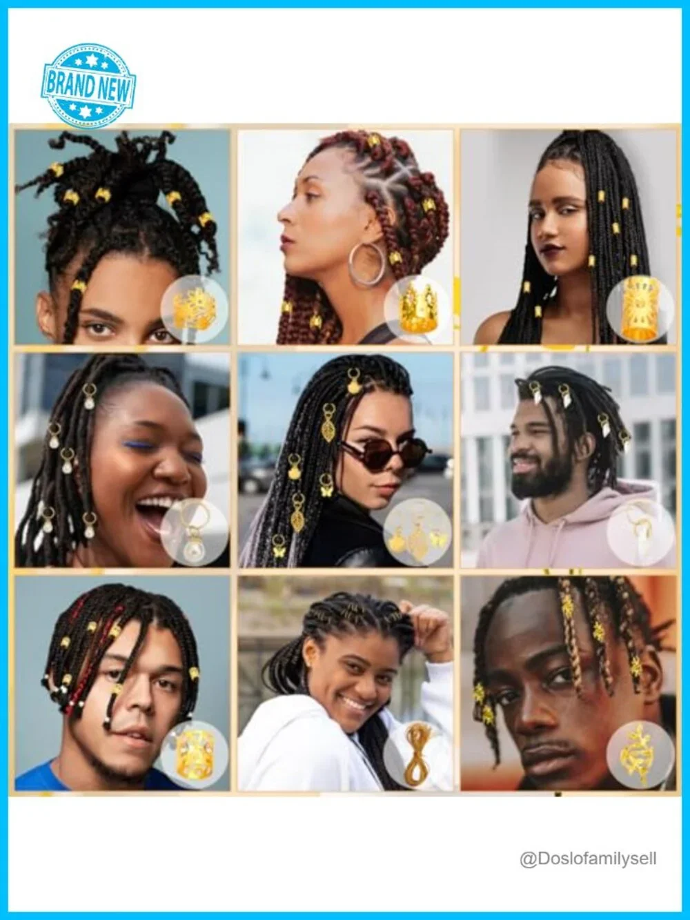 285 Pcs Gold Hair Jewelry for Braids with Pendants Charms